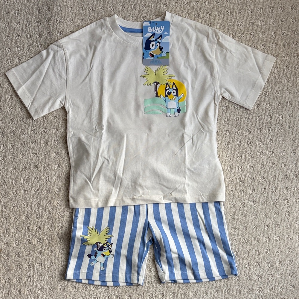 Primark Kids Pajama Set - White and Blue Stripes